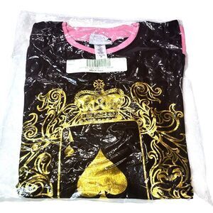 WSOP brown and pink with gold Ace of Spade T-shirt NIB